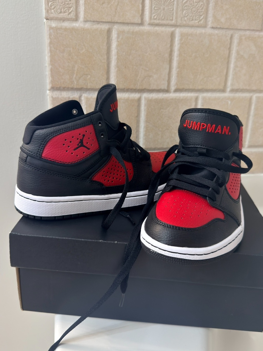 Nike Men's Athletic High-Top Sneakers in Black & Red